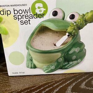 Green Frog Dip Bowl with Spreader New in Box